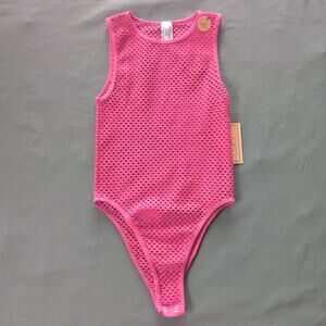 New Mix Classic Pink Fishnet Mesh Bodysuit NWT Size L/XL